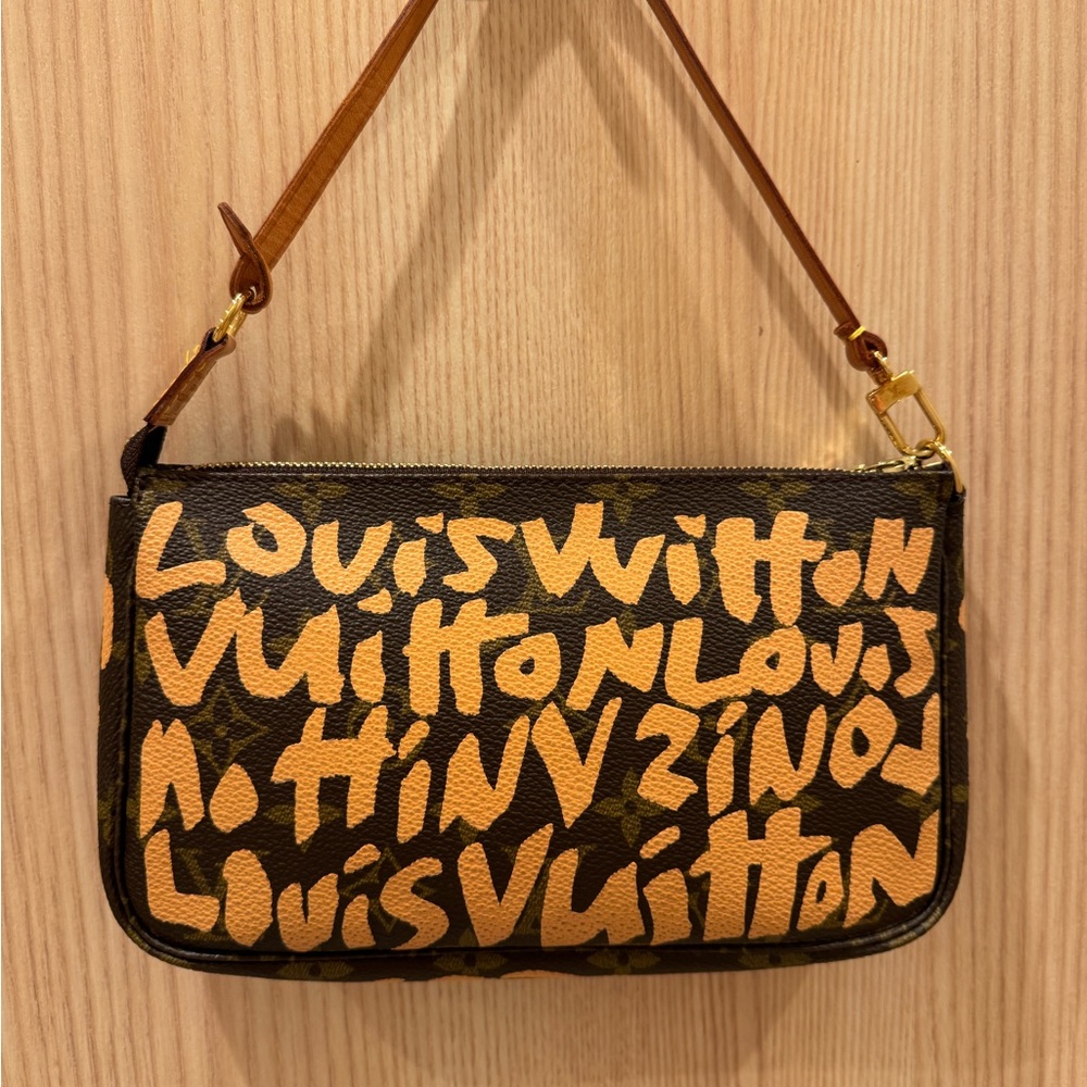 Authentic Louis Vuitton Pochette accessories bag limited edition graffiti